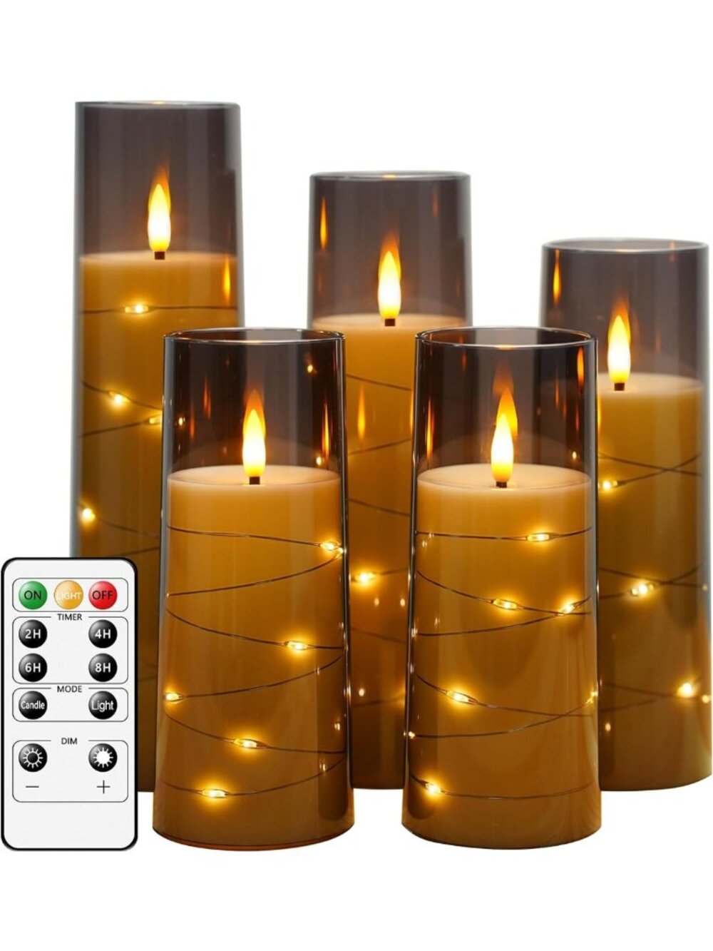 Flameless LED Candles Set of 5 with Timer | Flickering Battery Operated Decor